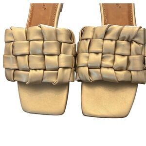 Pierre Dumas Women's Gold Braided Slide Sandals Size 7.5 Casual Summer